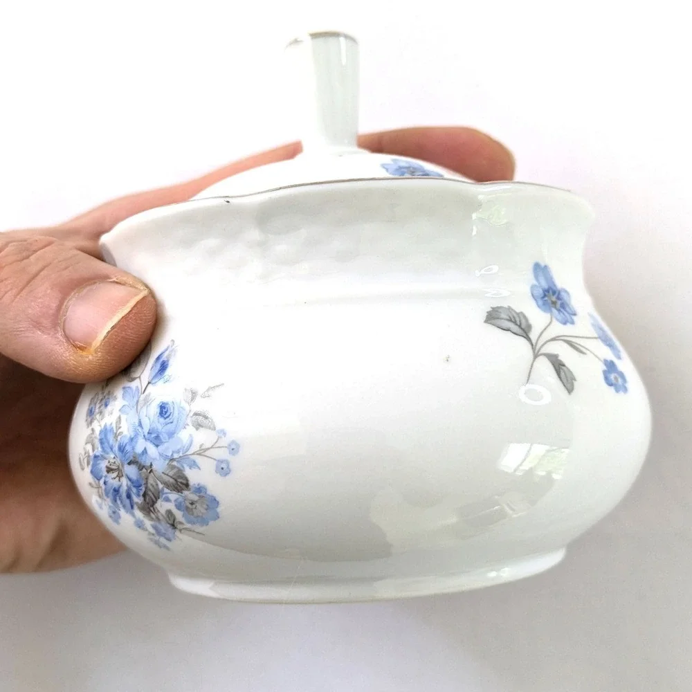 Fine Bohemian China Rhineland Rose Bowl Sugar Creamer Czechoslovakia 3-Peice Set